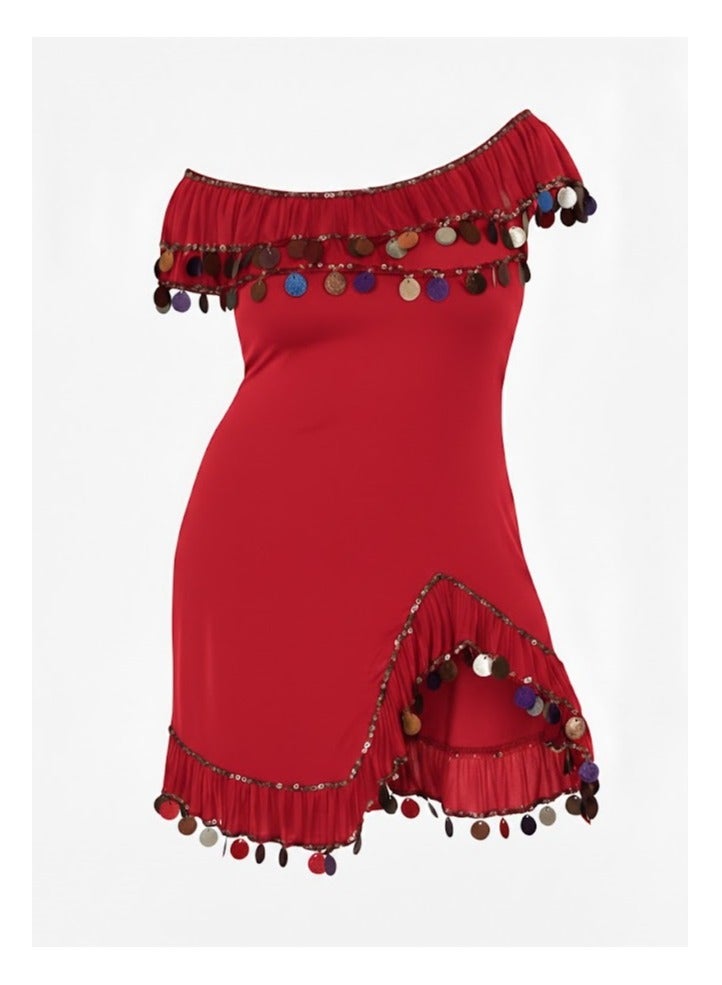 Alexandrian Oriental Galabeya, red, one size for women - Image 3